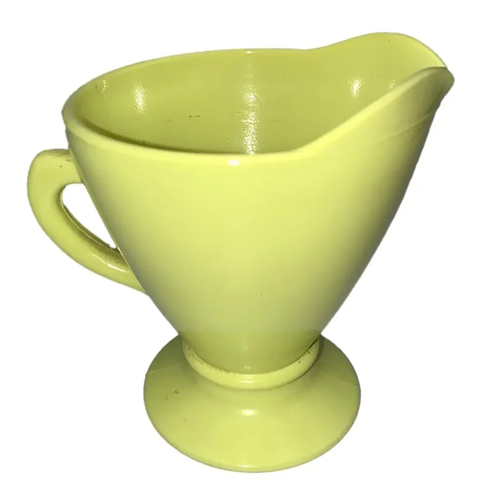 Vintage 1940s Hazel-Atlas Moderntone Platonite Bright Yellow Cream & Sugar Set